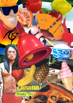 collage of commercial scuptures by Larry Kinney