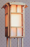 wooden floor lamp with eaves by Lawrence Kinney