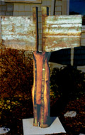 wood and copper fine art sculpture by Lawrence Kinney