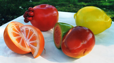 commercial sculptures of fresh fruit by Lawrence Kinney