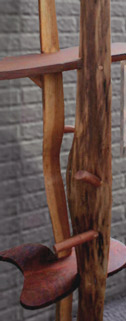 Wooden coat rack, by Lawrence Kinney (closeup)
