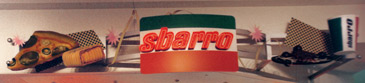 Italian restaurant signage with Italian food sculptures
