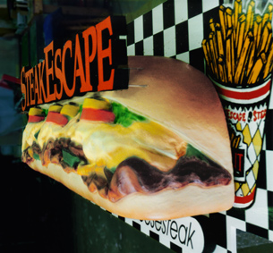 signage sculpture steak sandwich
